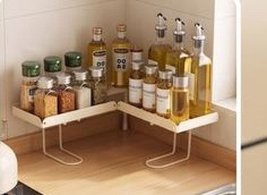 A spice rack that fits the corner