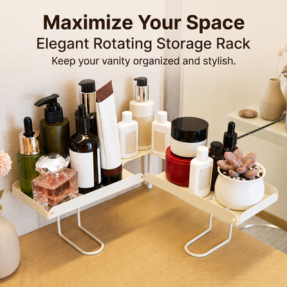 Foldable over-faucet shelf organizer in matte black and cream, folding 0 to 180 degrees over a bathroom sink